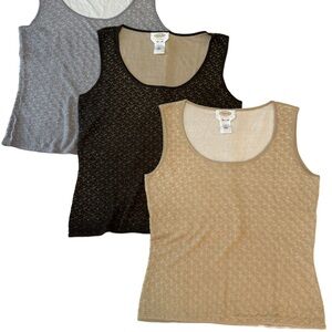 Talbots pure silk Overlay Sleeveless Tops - Black, Gray, Tan, Small